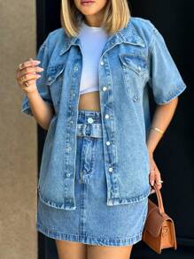 Women Denim Jackets & Coats - 中等水洗藍 - 查看 2