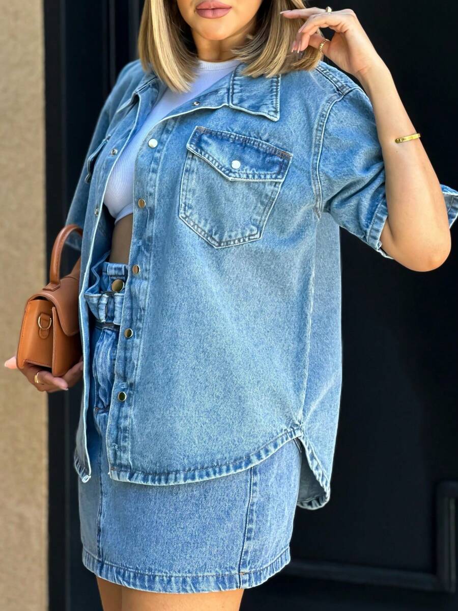 Women Denim Jackets & Coats - 中等水洗藍 - 查看 1