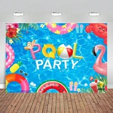 Pool Party Backdrop For Birthday Party Summer Pool Party Banner Backdrop Beach Party Supplies For Birthday Tropical Swimming Party Cake Table Banner - Khaki - View 1