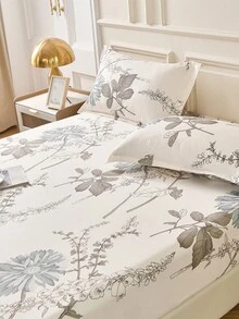 1 件多色活性印花床笠,時尚款式加厚法蘭絨多種尺寸柔軟舒適,適合家居、臥室和戶外 - 彩色 - 查看 4