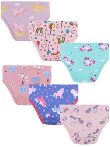 6 Pieces Young Girls Underwear Toddler Briefs Soft Undies