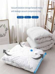 1pc Transparent Vacuum Compressed Bag For Storage Of Down Quilt, Clothing Or Other Items - White - View 1
