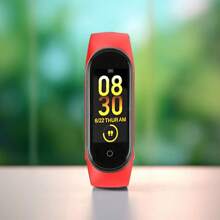 1只全新m4智能手環,帶有4個健身追蹤器,手錶,運動手環,心率和血壓智能監測手環,健康手環 - 紅色 - 查看 1