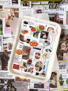 1 gói 200 miếng vật liệu, bao gồm 120 miếng dán và 80 tờ giấy trang trí cho sổ lưu niệm nghệ thuật và cổ điển, hành lý du lịch, ốp điện thoại trang trí khi trở lại trường - màu đen - Xem 5