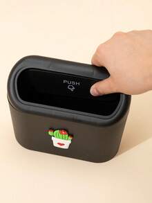1 Pieza Bote De Basura Para Coche Con Decoración De Cactus De Dibujos Animados - Negro - Ver 2