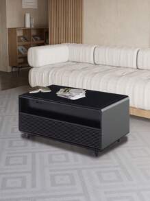 Smart Coffee Table, Coffee Table With Built In Fridge, Living Room Table With Touch Control Panel, Smart Refrigerator Table With Power Socket, 15W Cordless Charging Smart Table Black - Black - View 3