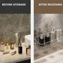 1 Pièce Rack De Rangement De Salle De Bain À Motif De Glacier; Lavabo Sans Perforation Monté Sur Le Mur; Organisateur De Dessus De Table De Lavabo