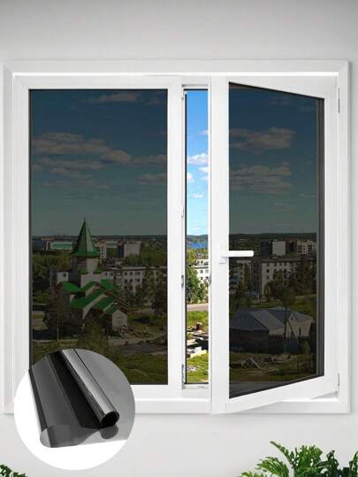 1 Roll Pvc Black Self-Adhesive Decorative Film, Protecting Family Privacy, Anti-Peeping Modern Holographic Window Sticker For Indoor Home, Office, Kitchen Decoration, Stickers, Wall Decal, Vinyl Decal For Home Decorations, Spring Decoration Items Refresh Your Home, Festival Decoration Stickers Gifts Birthday Graduation