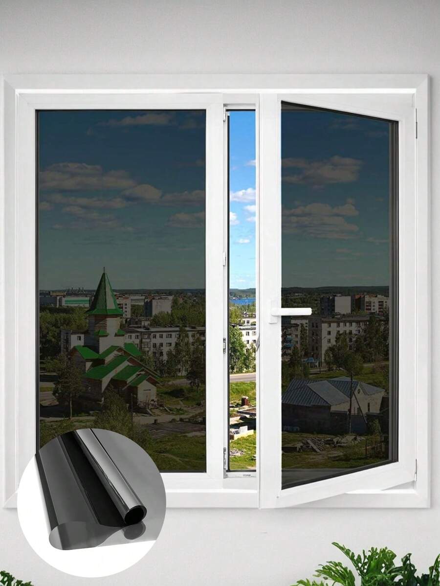 Black PVC Self Adhesive Privacy Window Film, Anti-Peeping Decorative Glass Sticker, Modern Holographic Window Covering For Home, Office, Kitchen, Indoor Decor