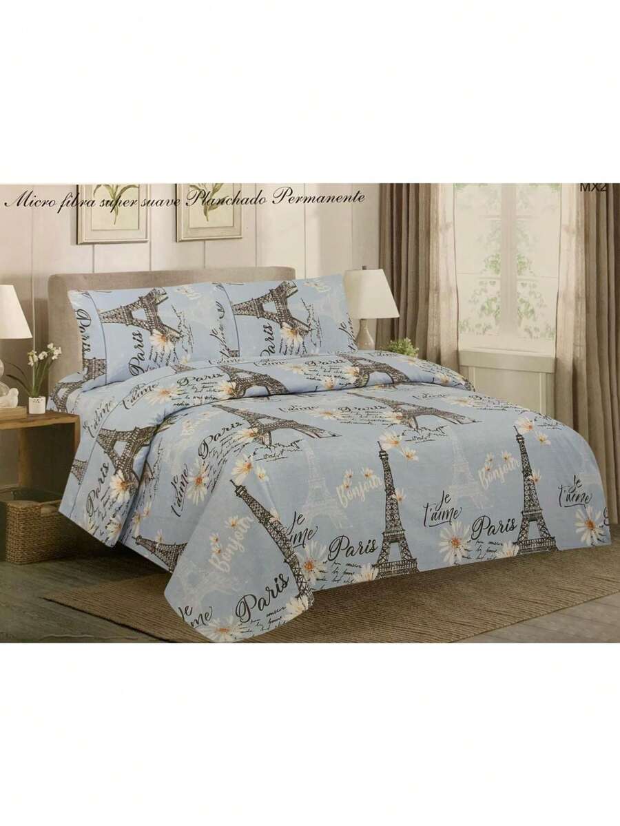 SET OF SHEETS FOR DOUBLE, QUEEN SIZE AND KING SIZE BED - Baby Blue - View 1
