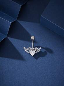 迷人的翼狀穿孔肚臍環,適用於女性聚會/假日裝飾 - 銀色 - 查看 12