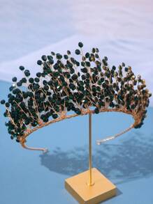 1 Máy Tính Handmade Sang Trọng Đầu Vương Miện Trang Trí Với Màu Kim Cương Giả Cho Đám Cưới Cô Dâu, Tiệc Sinh Nhật Công Chúa Hoàng Gia Tiaras - A - Xem 2