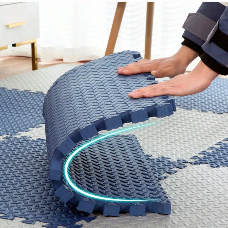 6入組防滑厚eva泡沫拼裝地墊,適用於健身房、武館、家庭、戶外瑜珈、普拉提、運動訓練,多色選擇 - 彩色 - 查看 1