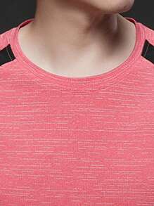 Men's Quick-Drying, Breathable And Moisture-Absorbing Ice Silk Sports T-Shirt With Color Blocking Design