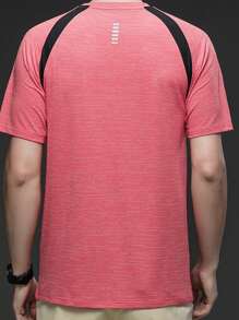 Men's Quick-Drying, Breathable And Moisture-Absorbing Ice Silk Sports T-Shirt With Color Blocking Design