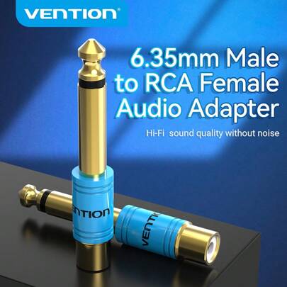 VENTION 6.35mm 公头转 RCA 母头音频适配器，RCA 转 6.35mm 1/4 英寸转换器，适用于调音台、放大器和低音炮。