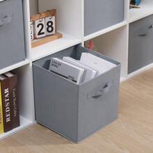Foldable Storage Boxes Set Of 2,Non-Woven Fabric Storage Box Set,Storage Drawers For Cube Storage Unit,26.5x26.5x28 Cm - Light Grey - View 5