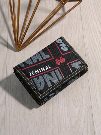  Jeminal Geometric Color Block Unisex Canvas Wallet With Chain Suitable For Students And Young Adults For Men Wallet Purse Wallet Small Wallet Men Wallet Leather