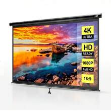 VIVOHOME 80 Inch Manual Pull Down Projector Screen | 16:9 HD Retractable Widescreen Matte | For Movie Home Theater Cinema Office Video Game [White/Black Frame]