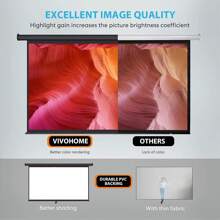 VIVOHOME 80 Inch Manual Pull Down Projector Screen | 16:9 HD Retractable Widescreen Matte | For Movie Home Theater Cinema Office Video Game [White/Black Frame]