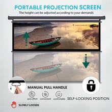 VIVOHOME 80 Inch Manual Pull Down Projector Screen | 16:9 HD Retractable Widescreen Matte | For Movie Home Theater Cinema Office Video Game [White/Black Frame]