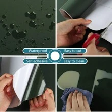 1 卷深绿色自粘墙纸，可撕下并粘贴，尺寸为 15.74 英寸 X 397.3 英寸，哑光绿色接触纸，防水可移除乙烯基墙纸卷，适用于卧室、浴室、厨房台面、橱柜、家具装饰、翻新贴纸、可撕墙板、墙纸、壁纸、春季装饰品，让您的家焕然一新，拉玛装饰贴纸 - 墨綠色 - 查看 6