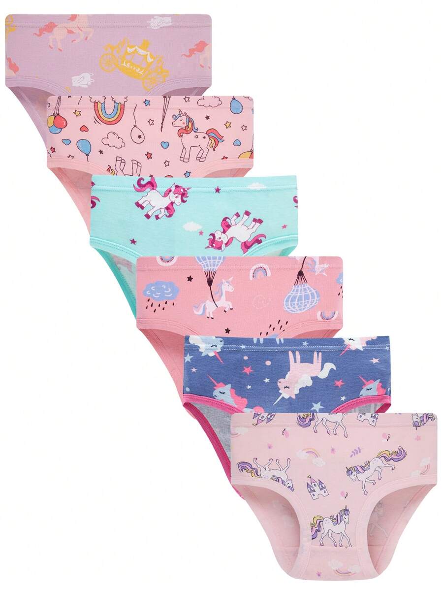 6 Pieces Young Girls Underwear Toddler Briefs Soft Undies