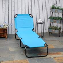 Outsunny Portable Folding Sun Lounger With 5-Position Adjustable Backrest Relaxer Recliner With Lightweight Frame Great For Pool Or Sun Bathing - 淺藍色 - View 1