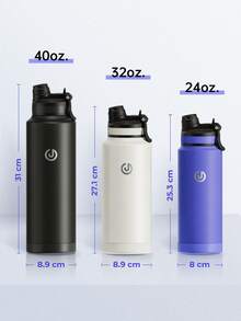 24/32/40oz Stainless Steel Insulated Bottle, 3 Drinking Methods With Flexible Straw And Direct Drinking Mouth, Dual Wall Vacuum, Portable And Suitable For Sports And Travel - Đỏ - Xem 8