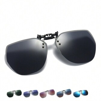 1 件新款可折叠偏光夹式多边形眼镜，男女通用