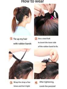 18-34 Inches Extra Long Straight Ponytail Synthetic Ponytail Hair Extension(Wine Red), Halloween - Burgundy - View 7