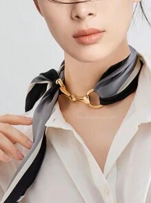 1 chiếc khóa móng ngựa thời trang cho khăn quàng cổ/khăn quấn vai, khóa trang trí quần áo, phụ kiện khăn quàng cổ Phụ kiện trâm cài thời trang cho nữ - Vàng - Xem 1