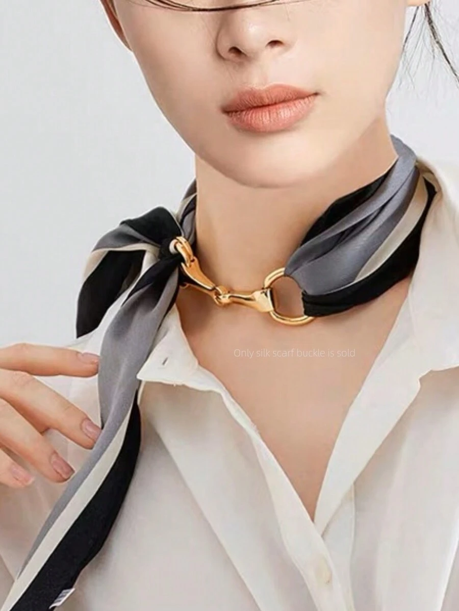 1 chiếc khóa móng ngựa thời trang cho khăn quàng cổ/khăn quấn vai, khóa trang trí quần áo, phụ kiện khăn quàng cổ Phụ kiện trâm cài thời trang cho nữ - Vàng - Xem 1