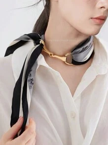 1 chiếc khóa móng ngựa thời trang cho khăn quàng cổ/khăn quấn vai, khóa trang trí quần áo, phụ kiện khăn quàng cổ Phụ kiện trâm cài thời trang cho nữ - Vàng - Xem 2