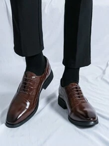 Nam Chính thức Giày dép , Retro Nâu Màu sắc Nối , Dập nổi Làm Việc  Giày cưới nam , Chính thức & Giải trí Oxfords Với Lace-up , Váy dự tiệc Giày dép - màu nâu - Xem 5