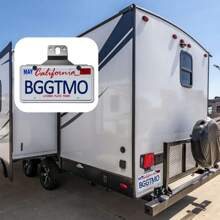 Black Trailer License Plate Bracket Frame- 1 Pack Aluminum Heavy-Duty Bracket Holder For Trucks, Trailers, RVs, Boats, With Mounting Screws, Caps - Black - View 6