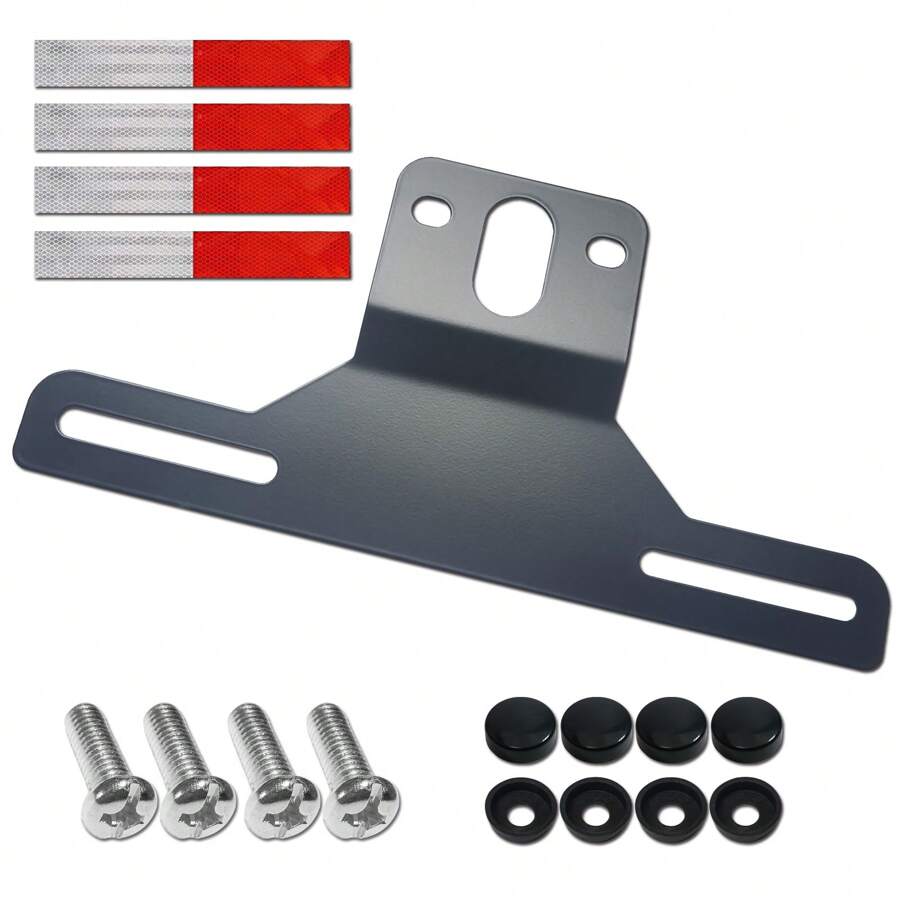 Black Trailer License Plate Bracket Frame- 1 Pack Aluminum Heavy-Duty Bracket Holder For Trucks, Trailers, RVs, Boats, With Mounting Screws, Caps - Black - View 1