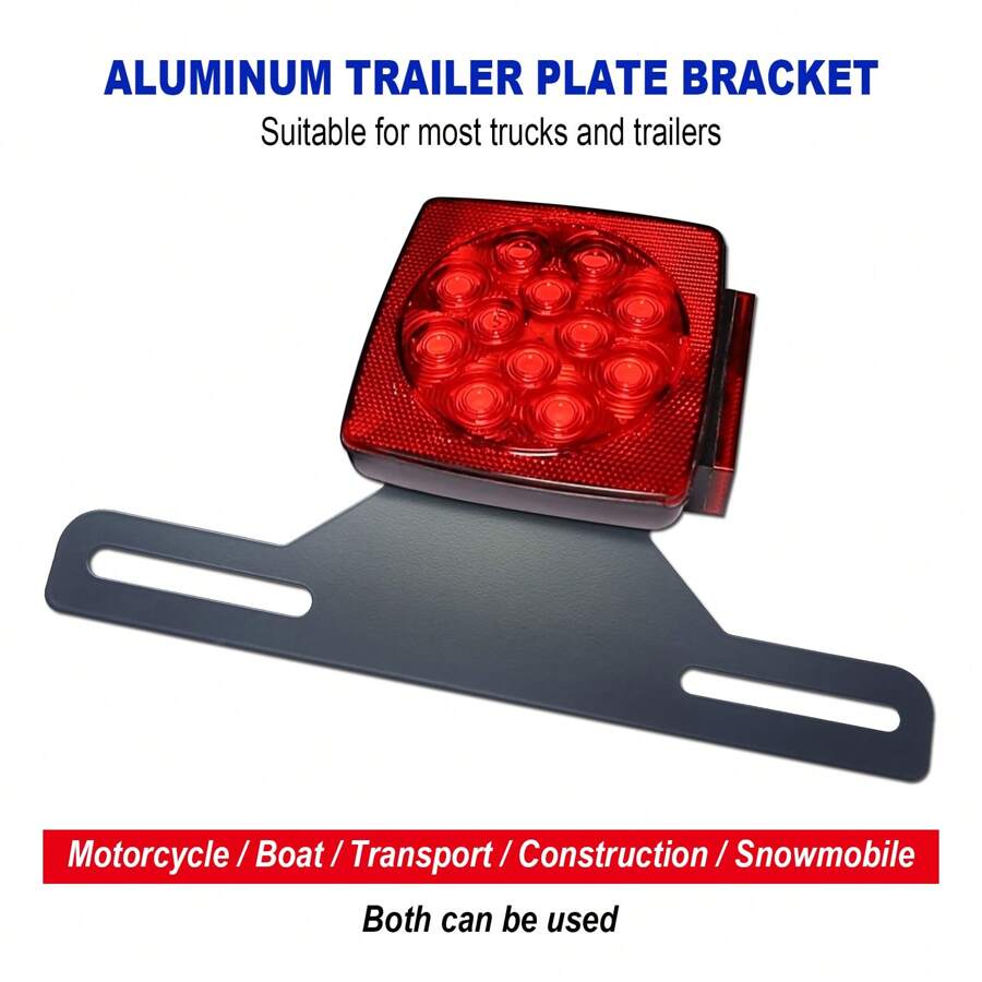 Black Trailer License Plate Bracket Frame 1 Pack Aluminum HeavyDuty
