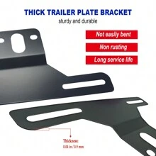Black Trailer License Plate Bracket Frame- 1 Pack Aluminum Heavy-Duty Bracket Holder For Trucks, Trailers, RVs, Boats, With Mounting Screws, Caps - Black - View 4