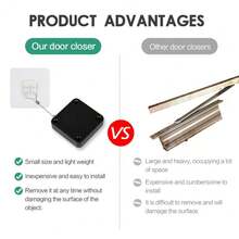 1pc Automatic Sensor Door Closer Punch-Free Adjustable Surface Door Stopper Automatically Close Door Bracket Closer Home Improvement - Black - View 5