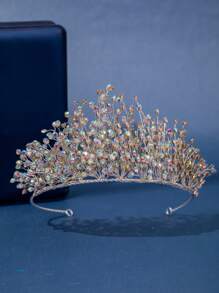 1 Máy Tính Handmade Sang Trọng Đầu Vương Miện Trang Trí Với Màu Kim Cương Giả Cho Đám Cưới Cô Dâu, Tiệc Sinh Nhật Công Chúa Hoàng Gia Tiaras - A - Xem 11