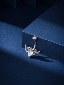 迷人的翼狀穿孔肚臍環,適用於女性聚會/假日裝飾 - 銀色 - 查看 4