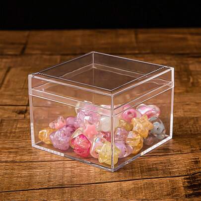 1個透明正方形丙烯酸盒子,包裝盒和陳列櫃,用於動作人物,防塵收納糖果盒