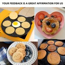 1pc Smiling Face Pancake Pan With 7 Cute Mini Smiling Face Designs, Non-Stick Pancake Griddle, Suitable For Breakfast, Brunch, Party, Birthday And Other Occasions. Not Suitable For Induction Cooktop Or Electric Stove. - Black - View 8