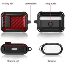 勃艮第苹果男款 1 件装耳机盒，采用铠甲设计和安全锁扣 - 紅色 - 查看 2