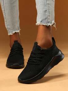 Nam Điền kinh Giày dép Đúng mốt Thoáng khí Và Bền chặt Lưới Giày Chạy bộ Lace-up Giải trí Giày thể thao Ngoài trời Nhẹ Giày thể thao Đen - màu đen - Xem 5