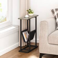 Small Narrow Side Table For Small Spaces, Slim End Table Magazine Table Nighstand With Storage Holder,Rectangular Couch Bedside Table For Living Room, Bedroom & Office - 灰色 - 查看 2