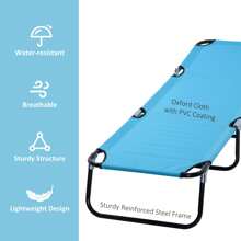 Outsunny Portable Folding Sun Lounger With 5-Position Adjustable Backrest Relaxer Recliner With Lightweight Frame Great For Pool Or Sun Bathing - 淺藍色 - View 5