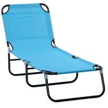 Outsunny Portable Folding Sun Lounger With 5-Position Adjustable Backrest Relaxer Recliner With Lightweight Frame Great For Pool Or Sun Bathing - 淺藍色 - View 2