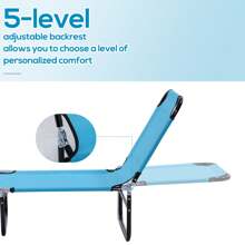 Outsunny Portable Folding Sun Lounger With 5-Position Adjustable Backrest Relaxer Recliner With Lightweight Frame Great For Pool Or Sun Bathing - 淺藍色 - View 4